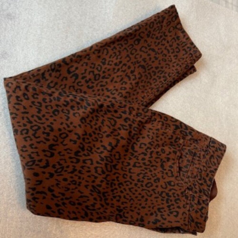 Gibson Latimer Cheetah Perfect Fit Stretch Denim Jeans Roll UP Cuff Size 16